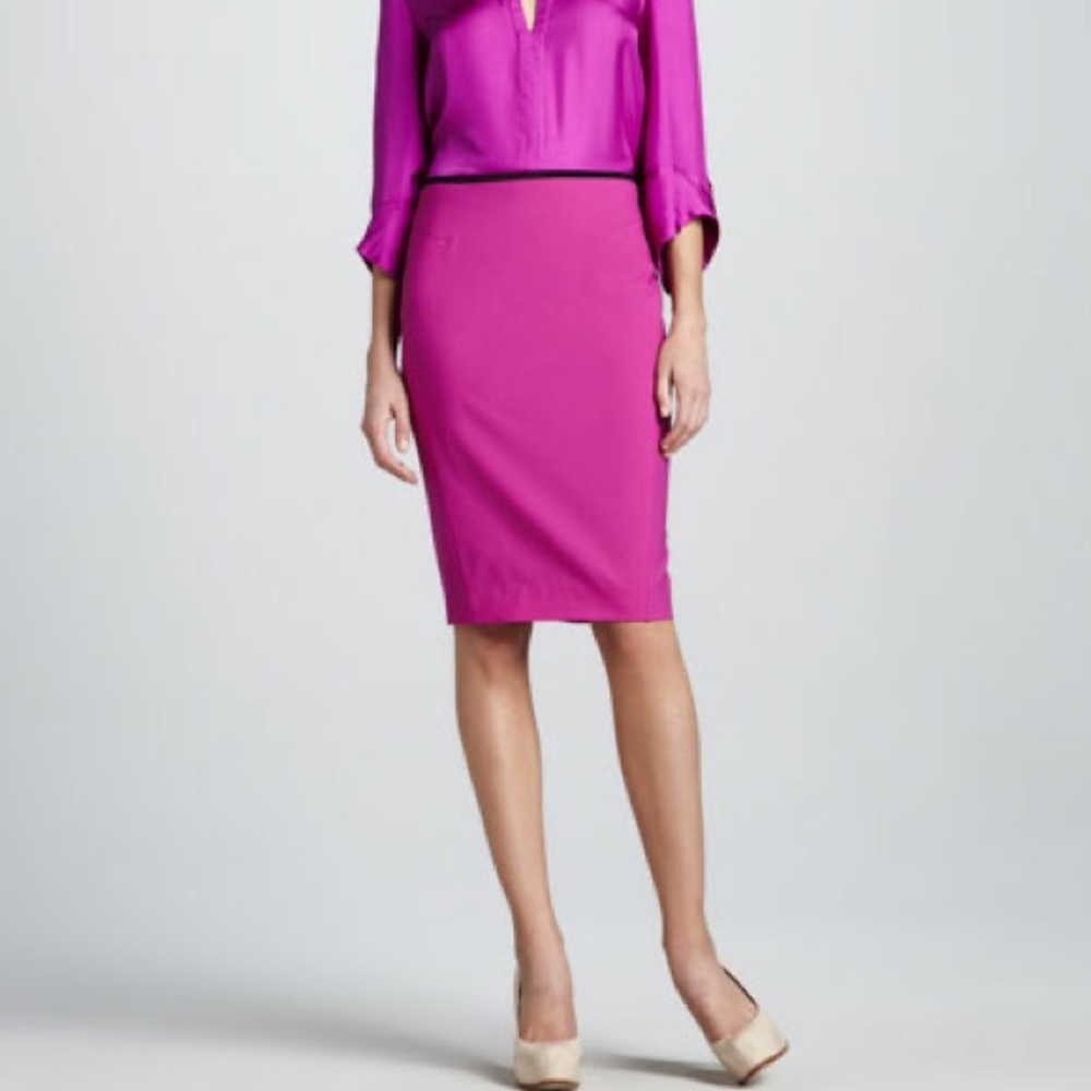 Rachel Roy New Begonia Pencil Skirt knee length contrast‎ trim pink